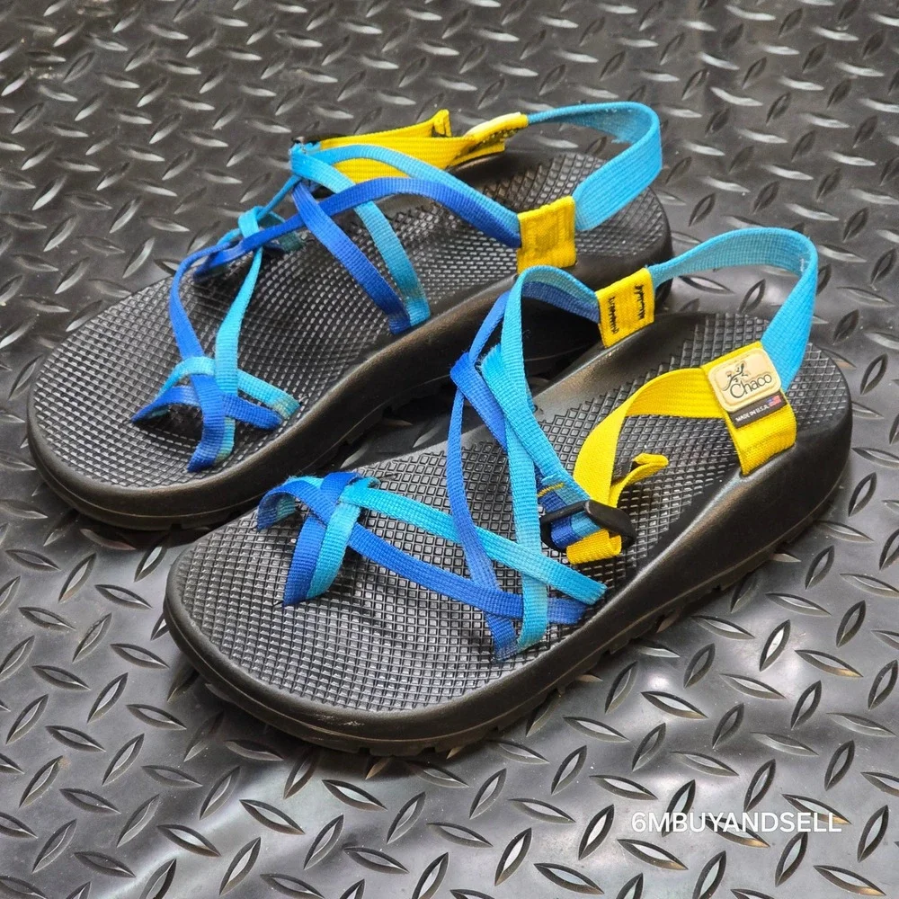Chaco Z2 Colorado Sandals Mens 10 Blue Yellow Vibram Made in USA Hiking Strappy